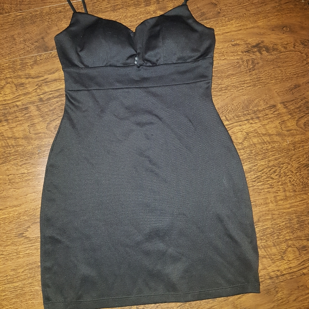 Mini black silky dress
